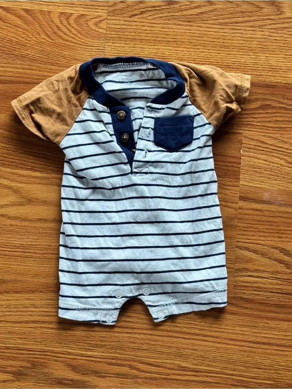 Carter's Navy, White & Tan Striped Baby One-Piece Bodysuit